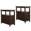 Segawe End Table with 2 Drawer and Shelf Narrow for