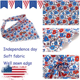 Elegant little tail Independence Dog Bandana, 1PC Washable Dog Scarf Female Square Dog Bib Kerchief Scarf Adjustable Pet Bandana for Medium Large Dogs