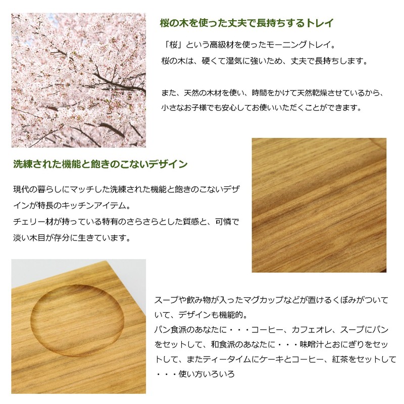 Tosa Ryu SM-002 Tray, Morning Tray, Cherry Blossom, M, 9.1