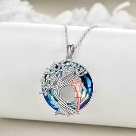 YFN Golf Necklace Sterling Silver Golf Crystal Pendant Tree of Life Jewellery Birthday Graduation Sport Gifts for Women Girls