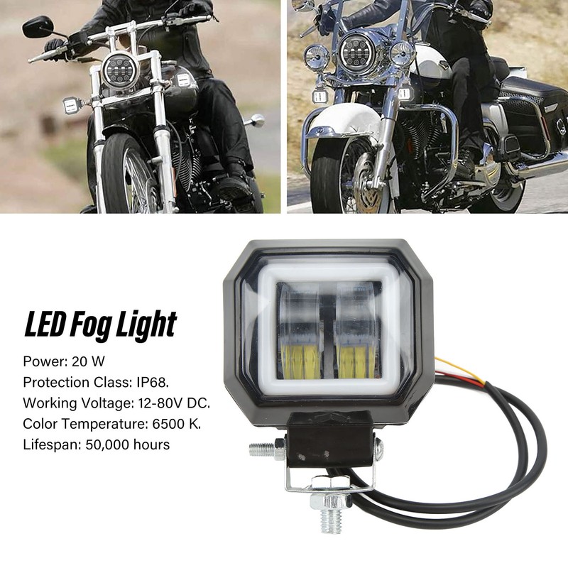 20 W 6500K LED Square Light Bar Spotlight DRL Angel
