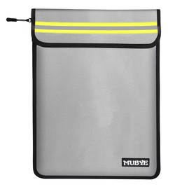 Fireproof Waterproof Money Document Bag - 15"x 11" Safe Zipper Bags with Reflective Strip, Fire & Water Proof Storage Organizer Pouch for Important Documents Holder,File,Cash,Passport,Tablet - Color: Gray