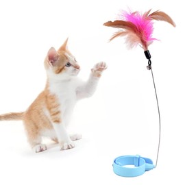 Adjustable Collar, Flexible Design, Multifunctional with Bell, Coloured Feather, Funny and Interactive Cat Feather Collar Toy for Indoor Play