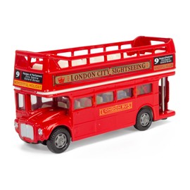 London Double Decker Bus Open Top, Red - Motormax 76008 - 4.75" Diecast Model Toy Car