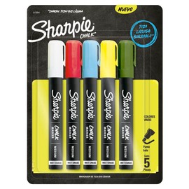 Sharpie Chalk, Marcadores de Tiza Líquida Borrable, Colores Surtidos, 5 piezas, 2175541