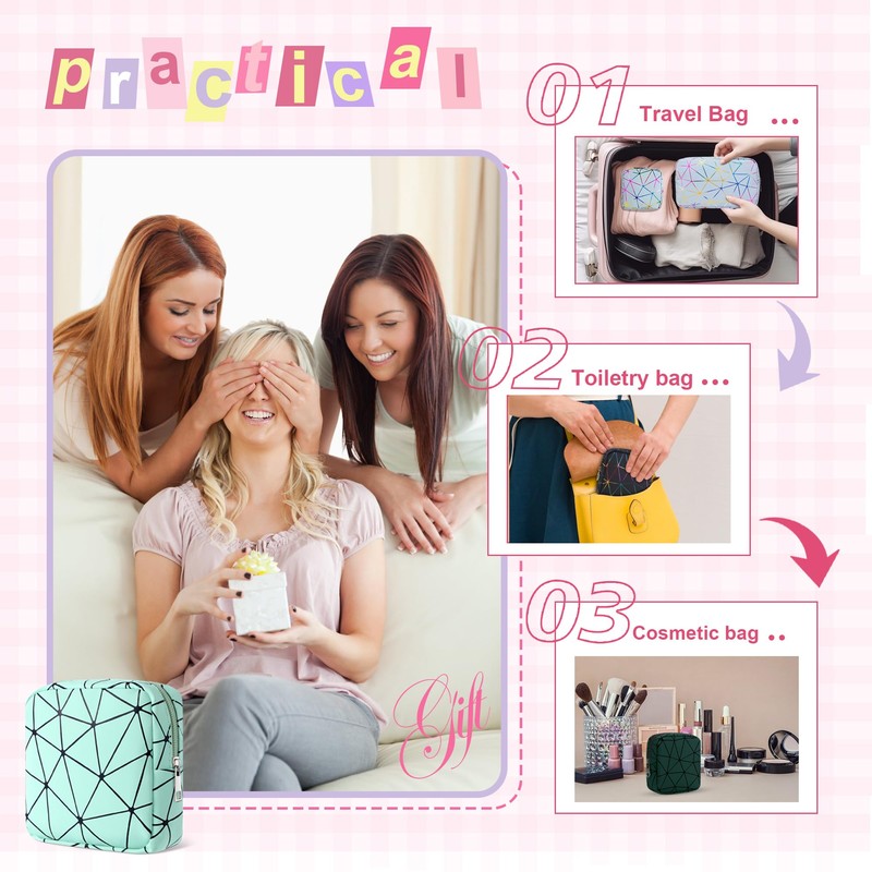 Desing Wish Pack of 2 Mini Cosmetic Bags for Women