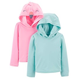 Simple Joys by Carter's - Juego de 2 camisetas de protección para bebés y niñas, color azul aguamarina/rosa, 24 meses