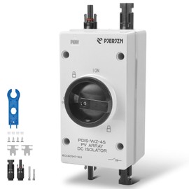 Pjerjzn Solar Panel Disconnect Switch 32A 1200V 4 Pole Pv DC Isolator Switch Outdoor Solar Panel Switch Disconnect Cut Off for Solar Panel Photovoltaic(1200V 32A)