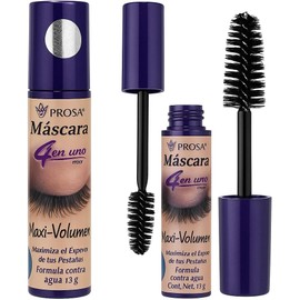 PROS-A Máscara 4 en Uno Maxi-Volumen Waterproof ¡Pestañas Densas, Largas y Curvas al Instante! Fórmula Amada por Miles