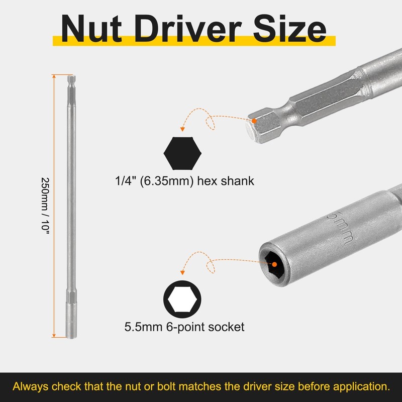 sourcing map 3pcs Nut Driver Drill Bit 5.5mm Metric Socket