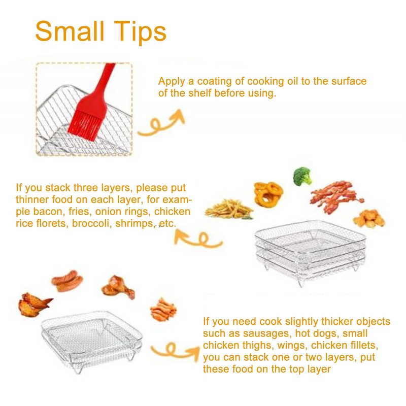 3PCS Fryer Rack Set 304 Stainless Steel Stackable Multi Layer