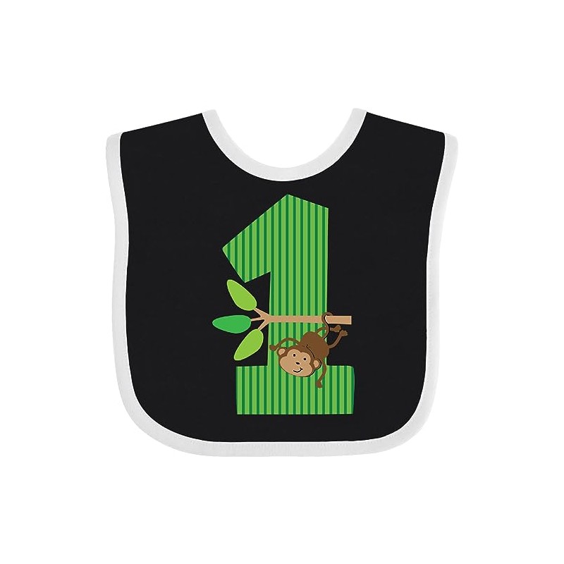 inktastic 1st Birthday Monkey Baby Bib Black and White Fa20