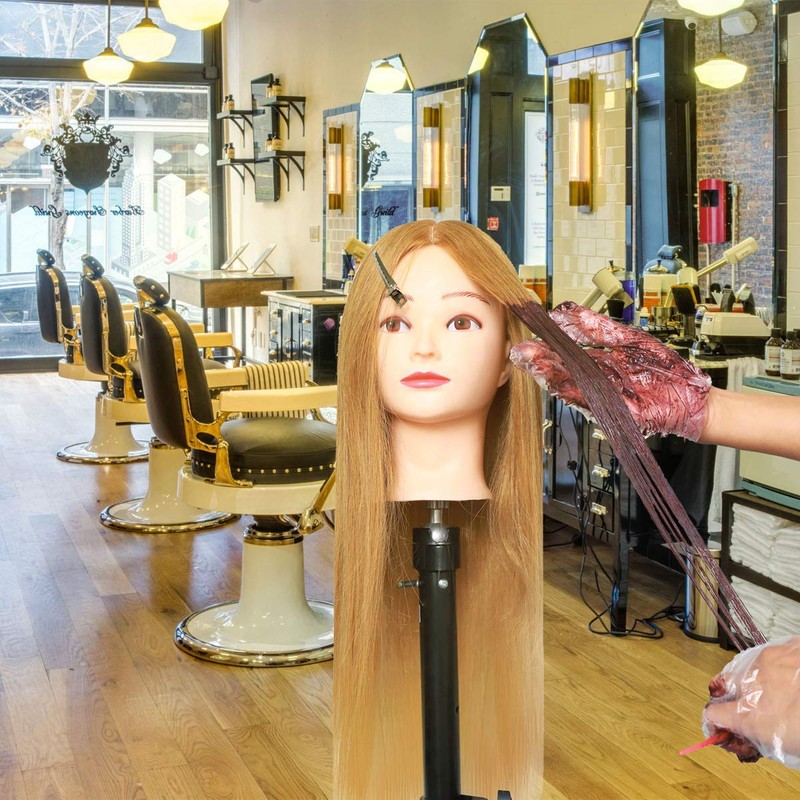 MEIBR Mannequin Head 100% Real Hair Styling Training 24-27inch Manikin