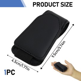 Glasses Holder for Car Sun Visor, Leather Sunglasses Holder with Ticket and Card Clip, Glasses Holder, Sunglasses Holder for Car, Easy Installation, Black