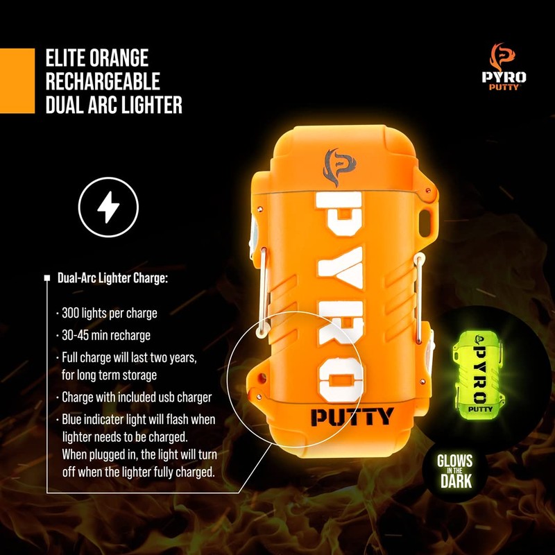 Pyro Putty Stow & Go ARC Electric Lighters Rechargeable: Fire