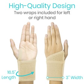 Vive Wrist Wrap Braces (2 Pack) - Tendonitis Support for Carpal Tunnel Arthritis - Sprained Pain Protection Sleeve - Weightlifting & Calisthenics Compression Stabilizer for Women, Men - Adjustable