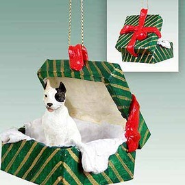 Conversation Concepts Pit Bull Terrier White Gift Box Green Ornament