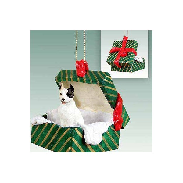 Conversation Concepts Pit Bull Terrier White Gift Box Green Ornament