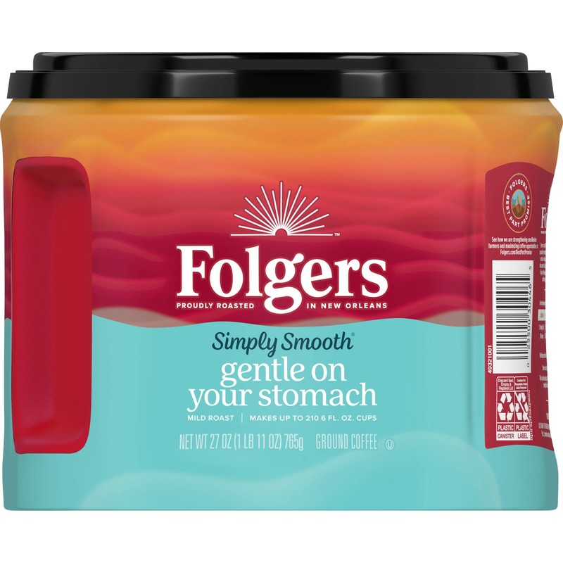 Folgers Simply Smooth Ground Coffee, Mild Roast, 27 Oz. Canister