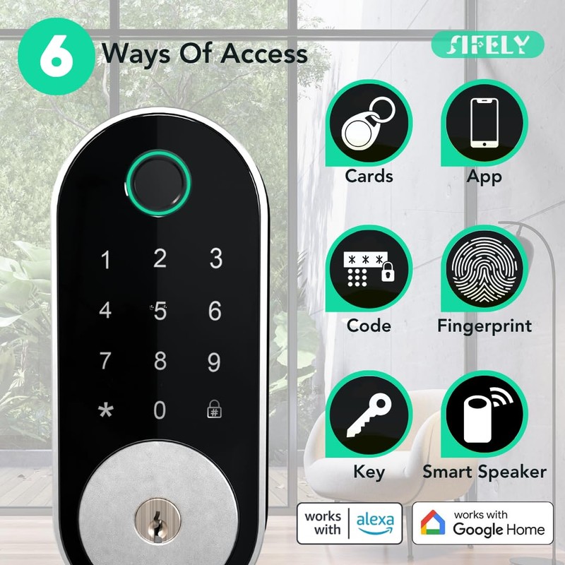 Built-in WiFi Fingerprint Smart Deadbolt with Keypad – Keyless Entry
