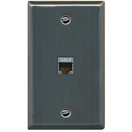 RiteAV 1 Port Cat7 Shielded Ethernet Wall Plate - Flat Style [Stainless Steel]