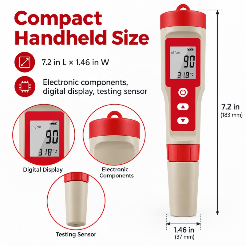 4-in-1 Digital Water Quality Tester for pH, TDS, EC &