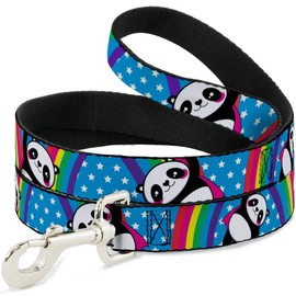 Buckle-Down Pet Leash - Pandas & Rainbows w/Stars - 6 Feet Long - 1" Wide