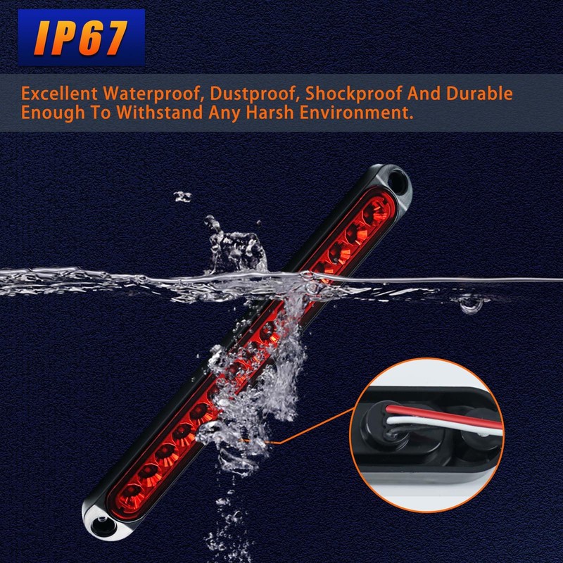 CZJCGD 10 Inch 15 LED Red Trailer Tail Brake Light