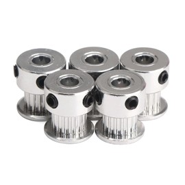 Fasizi 5PCS Aluminum GT2 Timing Belt Pulley 16 Teeth Bore 5mm Width 6mm and Wrench for RepRap 3D Printer Prusa i3