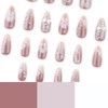 Medium Press on Nails Almond Fake Nails with 5D Pearl