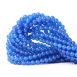 CHEAVIAN 60PCS 6mm Smooth Surface Blue Agate Round Loose Beads Energy Stone for Jewelry Making 1 Strand 15"