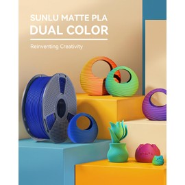 SUNLU Dual Color PLA Matte Filament 1.75mm, 3D Printer Filament Bundle Multicolor, 250g Spool, 4 Rolls, RedBlue+RedBlue+YellowCyan+GreenPurple