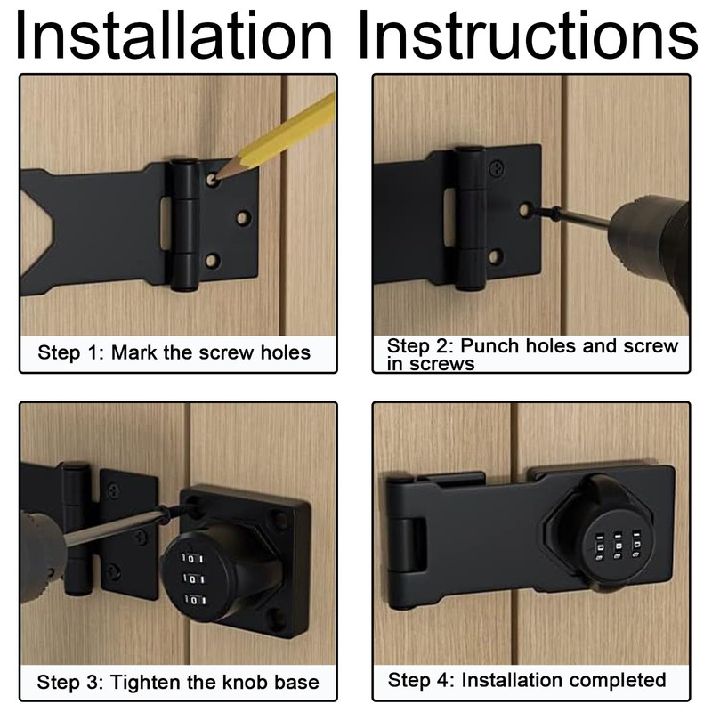 Erzekrim Hasp with Combination Lock 4.5 Inch Security Hasp with
