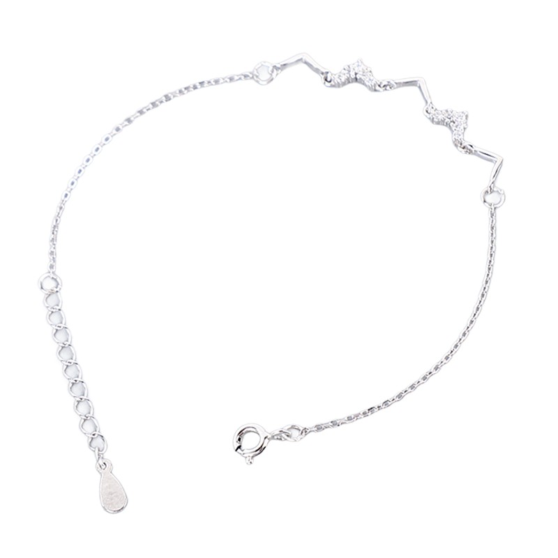 S925 Sterling Silver Heartbeat Wave Bracelet Geometric Wave Bling Fine
