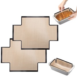2Pcs Silicone Bread Loaf Pan Liners - Reusable Bread Baking Mat, Non-Stick and Easy to Clean Bread Sling, for 9x5" Baking Loaf Pans to Transfer Sourdough, for Baking Bread, Cakes, Banana Bread