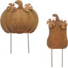 FRANK FLECHTWAREN Autumn stake pumpkin, set of 2, metal, rust