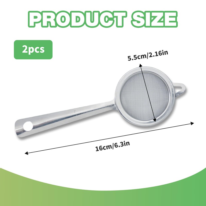 Small Sieve Fine Mesh, 2 Pcs Tea Strainers for Loose