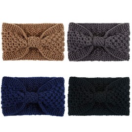 4 Pack Knit Headbands Winter Braided Headband Ear Warmer Crochet Head Wraps for Women Girls H7 (4ColorPackN)