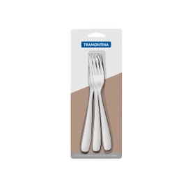 Tramontina 66902/021 Malaysia All-Stainless Steel Table Fork, 7.5 inches (19 cm), Set of 3, Lightweight Design, For Casual Daily Use, Dishwasher Safe, Durable, Lightweight, Silver, Made in Brazil, 66902/021