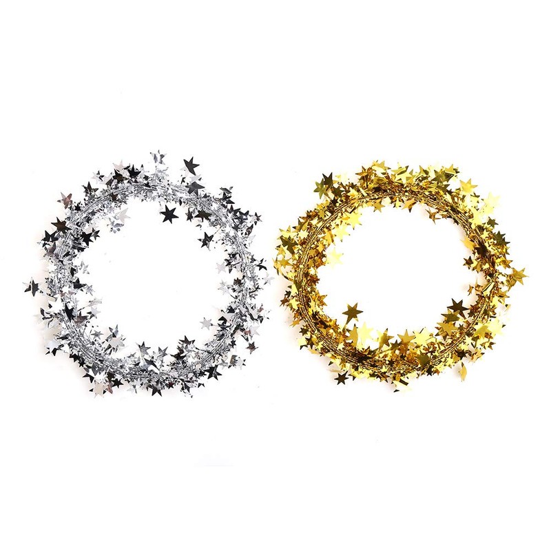 VEYLIN 50ft Star Shaped Tinsel Wire Garland for Christmas Trees