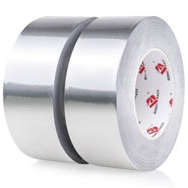 BOMEI PACK 2 Pack Aluminum Duct Tape,Aluminum Foil Tape 2 Inch x 55 Yds, Silver Metal Patch & Seal Tape, High Temperature, Insulation Adhesive for Ductwork, Sealing, Sealant, HVAC, Dryer Vents