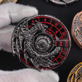 KERWELLSI 7 in 1 Fidget Spinner for DND Dice Set, Black Red Metal Roulette D&D Dice with Gift Box, Dungeons and Dragons RPG Role Playing Game Dice