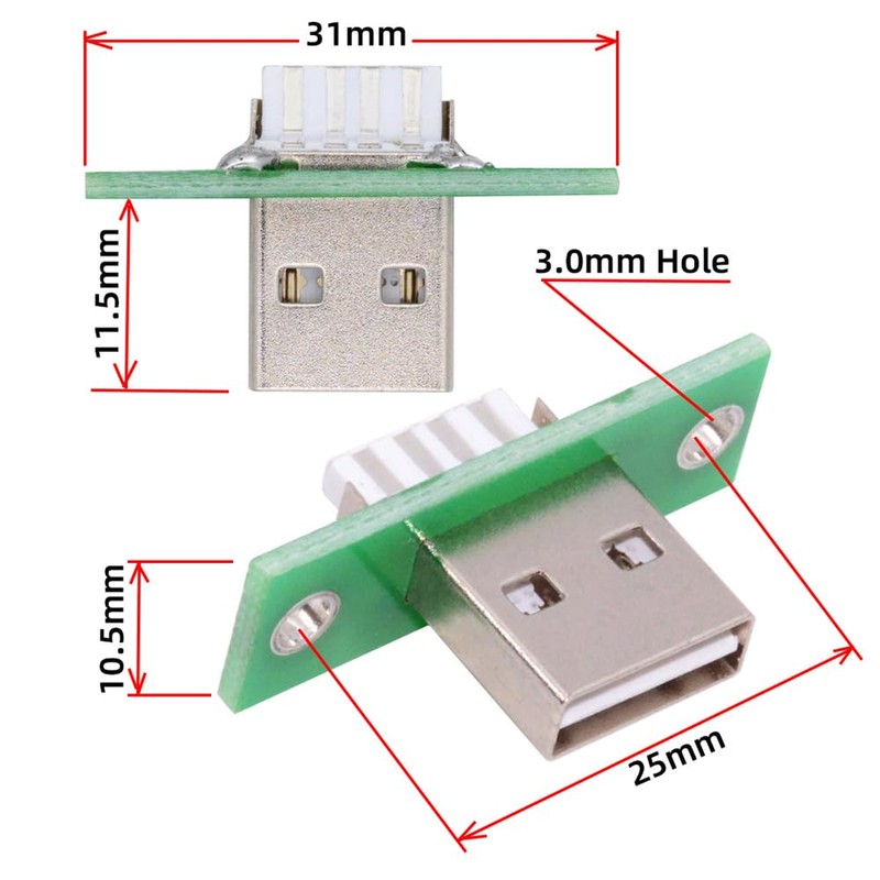 NFHK 5pcs/set DIY OEM USB Type A Male Plug Connector