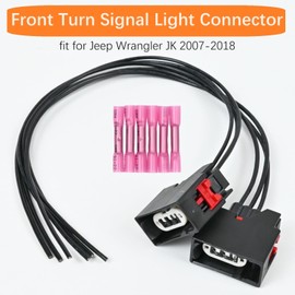2Pcs Front Turn Signal Light Connector for Jeep Wrangler JK 2007-2018, Replace OE# 68065016AB, Front Turn Signal Light Plug Pigtail Wire Harness