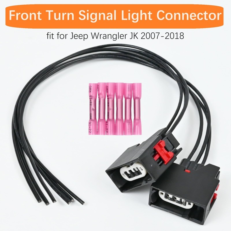 2Pcs Front Turn Signal Light Connector for Jeep Wrangler JK