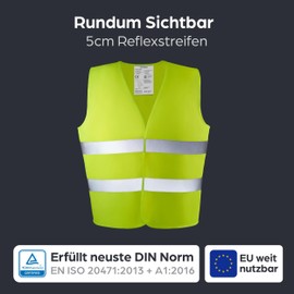 Prowiste 4 High Visibility Vests Car Set with Bag - Valid throughout Europe according to EN ISO 20471 - Highly Reflective Safety Vest - Yellow High Visibility Vest - Car Accessories - Safety Vest