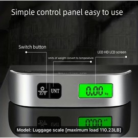 Afzanic Digital Luggage Scale, Travel Luggage Weight Scale, Max 110lbs/50kg Baggage Scale with Backlit LCD Display, Suitcase Weighing Scale, Travel Luggage Weight Scale with Hook