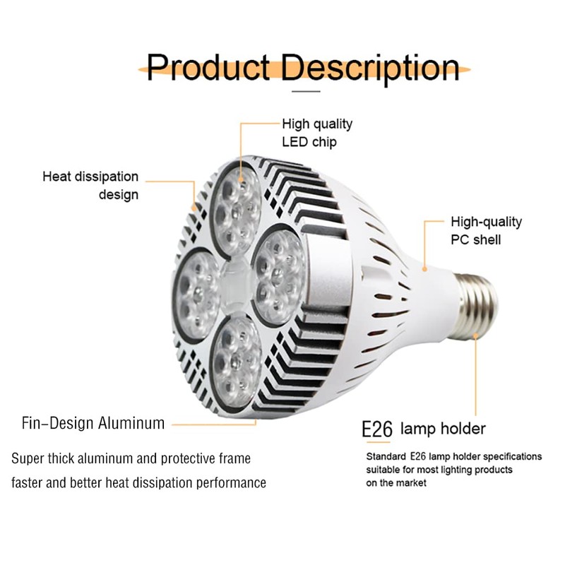 LEDHOLYT 35W(75w Equivalent) PAR30 24pcs LEDs Warm White Spotlight Bulb