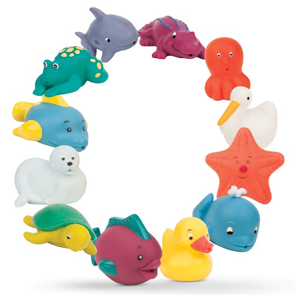 Battat 12-Piece Bath Toy Baby Toy Water Squirting Animals for Bathtub - Bath Buddies for Babies from 10 Months - Bath Toy Duck and More
