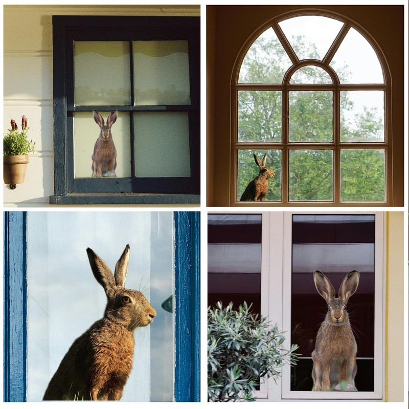 2 Pcs Surprised Bunny - Funny Surprised Bunny Cute Window
